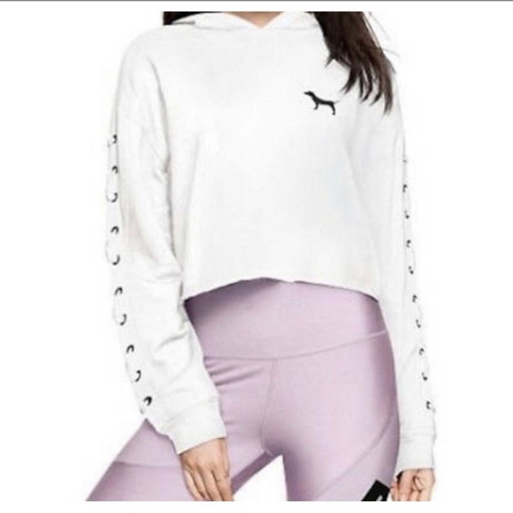 Victoria’s Secret Sweater Cropped Pullover Lace Up Hoodie Size XS